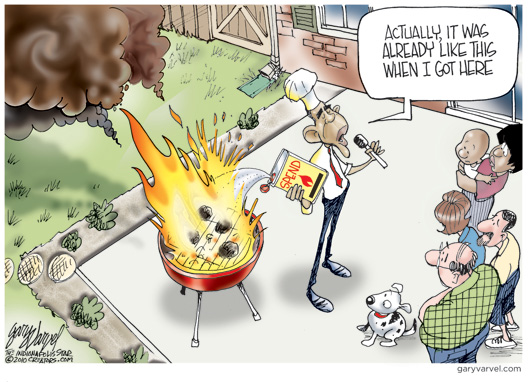 cartoon house on fire. Obama#39;s Denial Cartoon